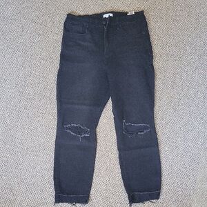 Good American Black Ripped Ankle Jeans